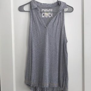 Black and white striped top with collar